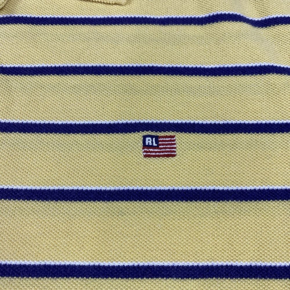Polo Jeans Co Ralph Lauren Polo Shirt Men's Size XXL Yellow Striped Vintage Flag - Picture 3 of 6